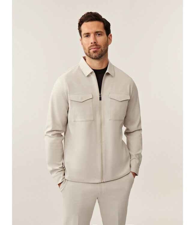 Cavallaro Napoli Overshirt met Rits, Bamboe-blend, Stretch, Dark Kit