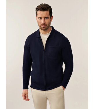 Cavallaro Napoli Cavallaro, Vest met Polo Kraag en Rits, Wol Mix,  Donkerblauw