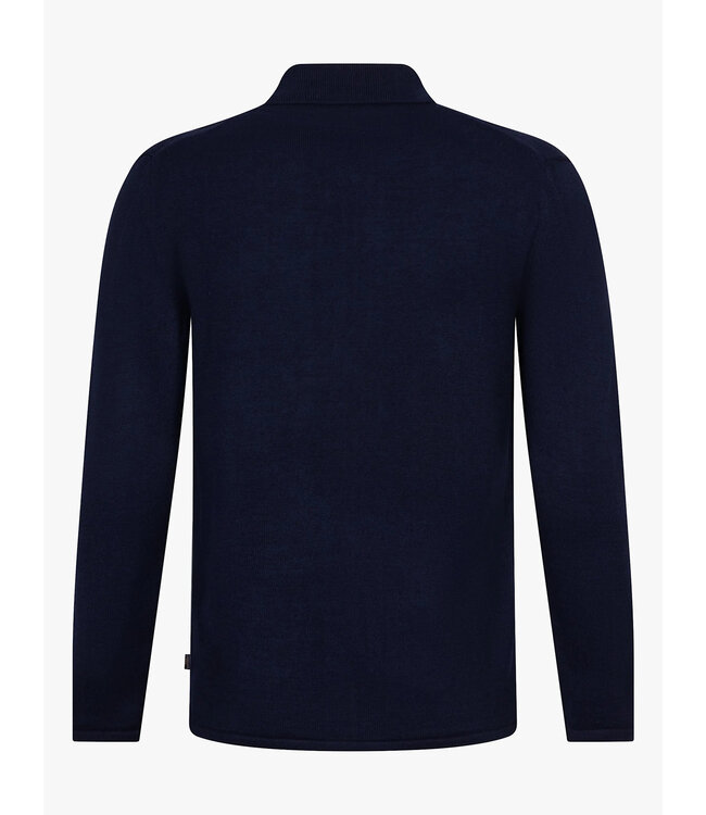 Cavallaro Napoli Vest met Polo Kraag en Rits, Wol Mix,  Donkerblauw