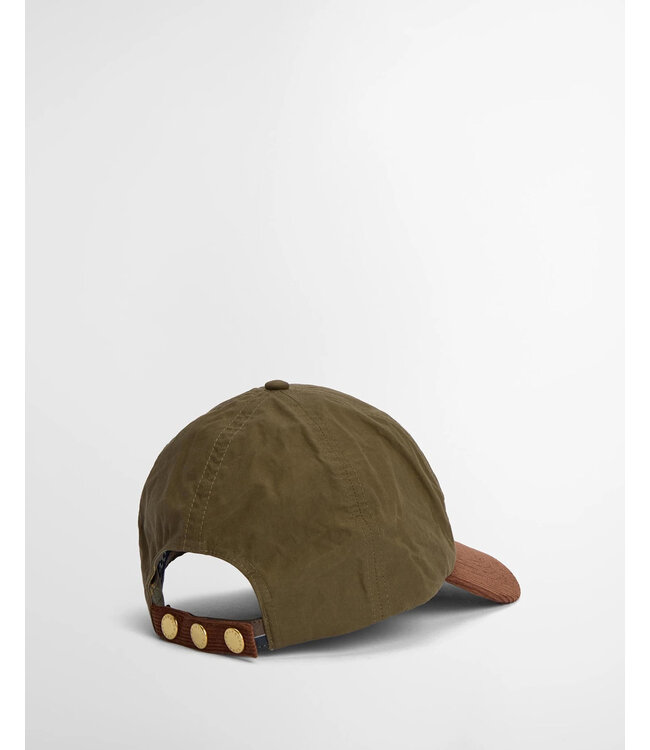 Barbour Cap, Model Transport, Olijfgroen met Camel Ribcord Visor