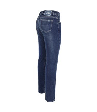 Atelier Noterman Atelier Noterman, Five Pocket, Regular Jeans, Stretch, Denim, Blauw, Wit Stiksel