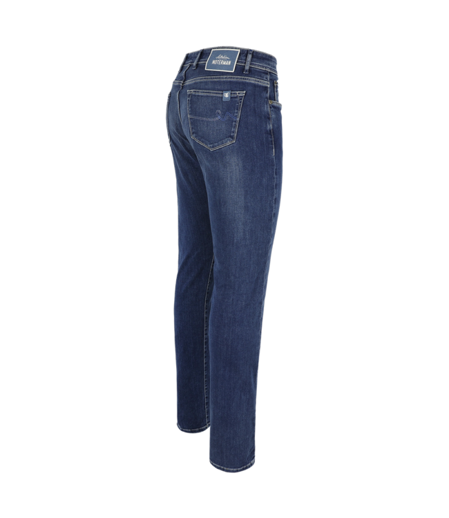 Atelier Noterman Five Pocket, Regular Jeans, Stretch, Denim, Blauw, Wit Stiksel