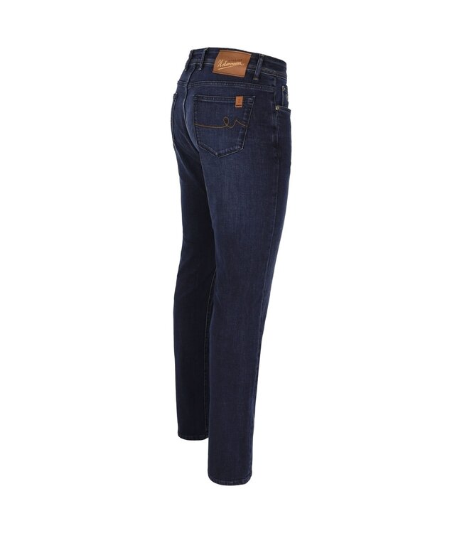 Atelier Noterman Five Pocket, Jeans, Stretch, Denim, Donkerblauw, Stiksel Bruin
