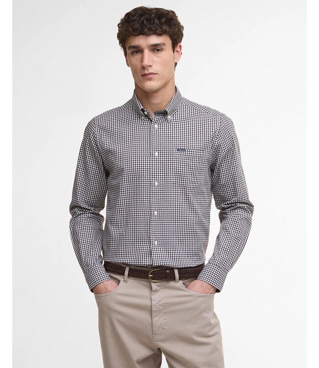 Barbour Tailored Fit, Overhemd, Katoen, Gingham Ruit, Black Oak