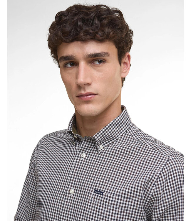 Barbour Tailored Fit, Overhemd, Katoen, Gingham Ruit, Black Oak