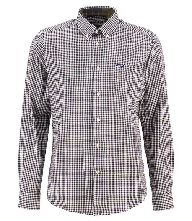 Barbour Tailored Fit, Overhemd, Katoen, Gingham Ruit, Black Oak