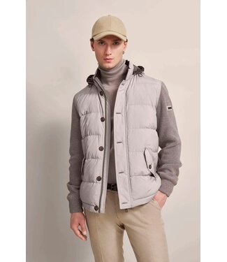Bugatti Bugatti, Vest met Rits, Windstopper, Horizontaal Gestept Front, Wol Mix, Capuchon afritsbaar, Taupe