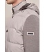 Bugatti Vest met Rits, Windstopper, Horizontaal Gestept Front, Wol Mix, Capuchon afritsbaar, Taupe