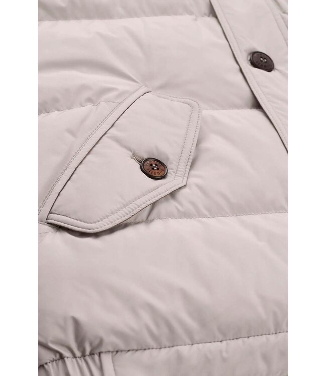 Bugatti Vest met Rits, Windstopper, Horizontaal Gestept Front, Wol Mix, Capuchon afritsbaar, Taupe