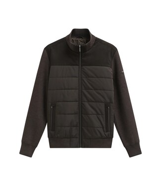 Bugatti Bugatti, Vest met Rits, Windstopper, Horizontaal Gestept Front, Wol Mix, Donkerbruin,