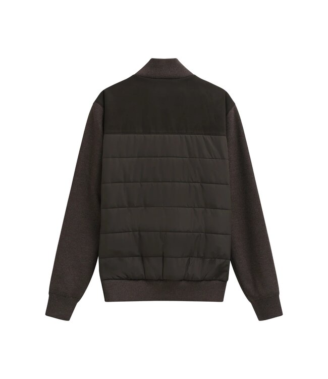 Bugatti Vest met Rits, Windstopper, Horizontaal Gestept Front, Wol Mix, Donkerbruin,