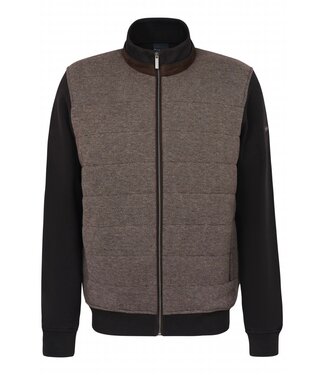 Bugatti Bugatti, Vest met Rits, Katoenmix, Bruin, Front met Structuur Print