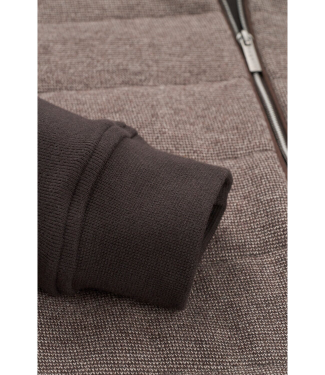 Bugatti Vest met Rits, Katoenmix, Bruin, Front met Structuur Print