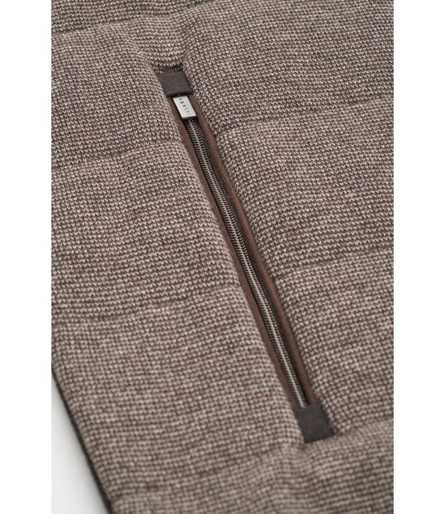 Bugatti Vest met Rits, Katoenmix, Bruin, Front met Structuur Print