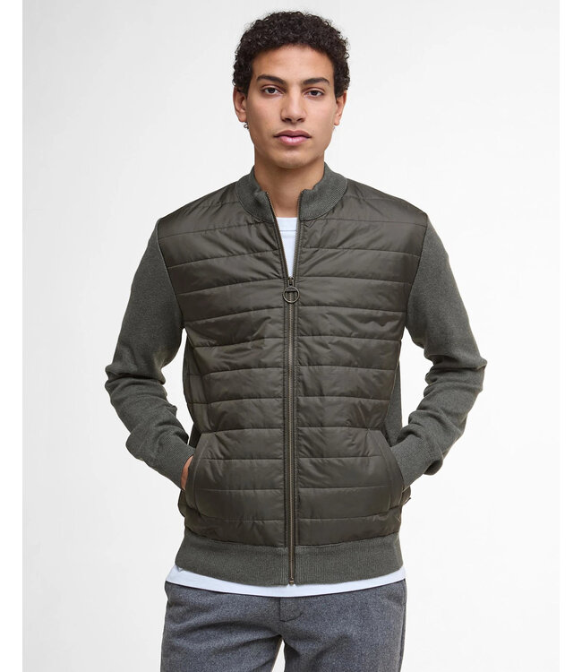 Barbour Vest met Rits, Merino Wol, Olijfgroen / Olive