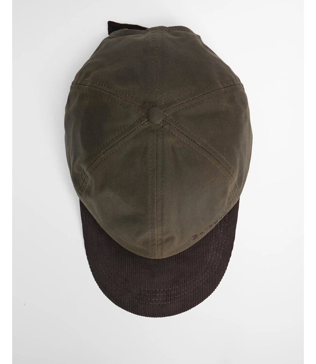 Barbour Cap, Model Ashby, Olijfgroen met Bruin Ribcord Visor