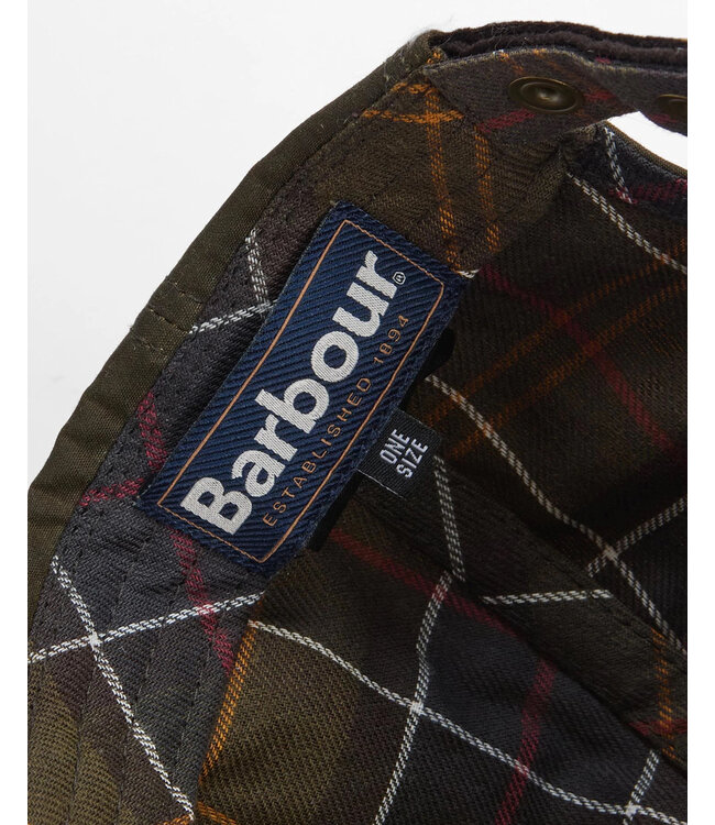 Barbour Cap, Model Ashby, Olijfgroen met Bruin Ribcord Visor