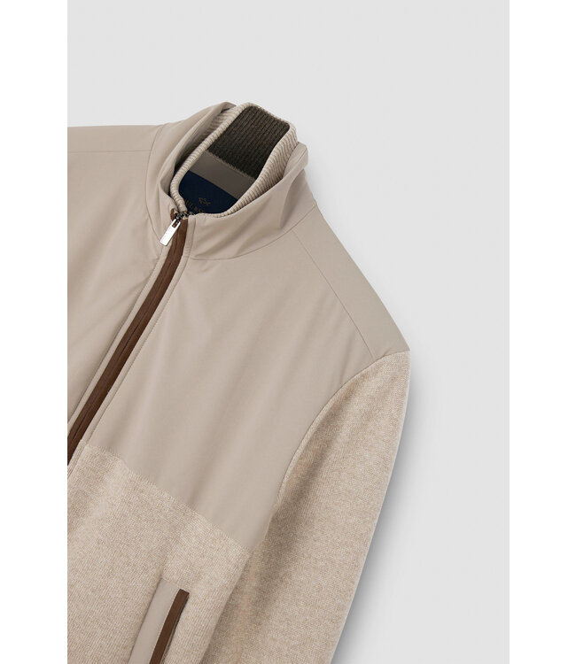 Paul & Shark Hybrid Jas/Vest met Rits, Wol, Cashmere, Suede en Typhoon Re-4x4 Stretch Details, Beige