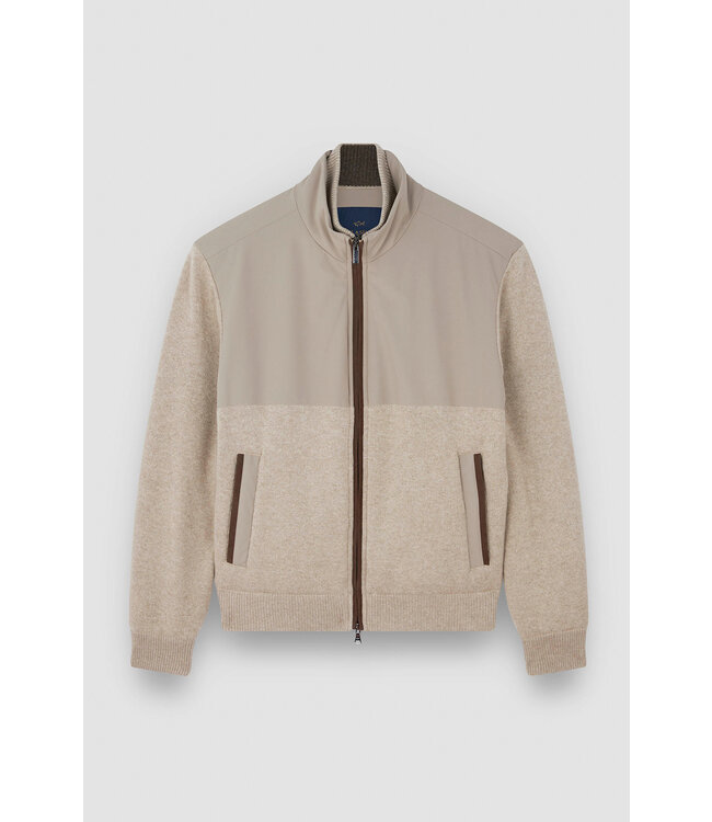 Paul & Shark Hybrid Jas/Vest met Rits, Wol, Cashmere, Suede en Typhoon Re-4x4 Stretch Details, Beige