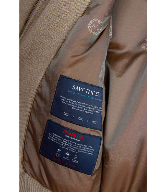Paul & Shark Hybrid Jas/Vest met Rits, Wol, Cashmere, Suede en Typhoon Re-4x4 Stretch Details, Beige