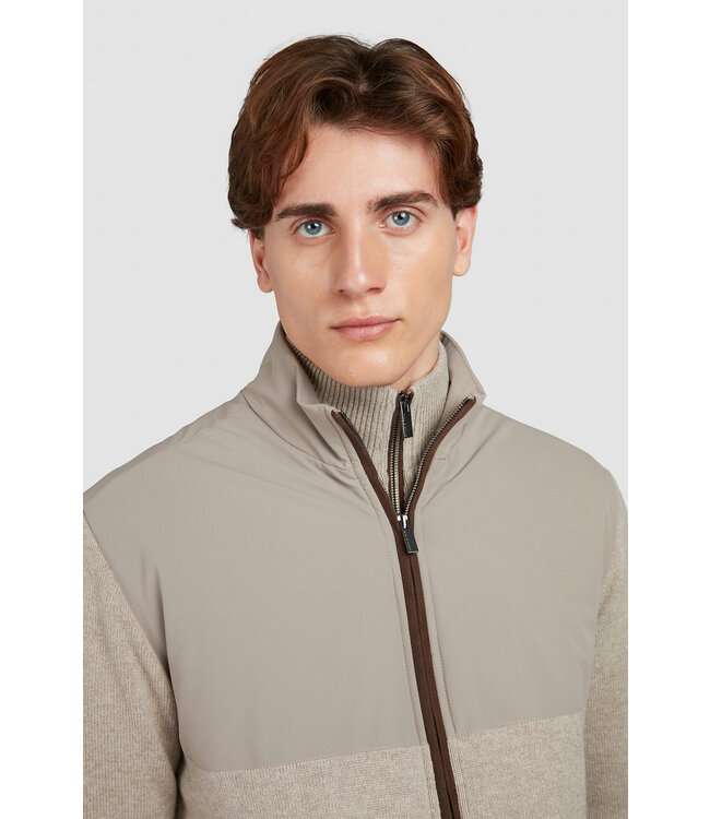 Paul & Shark Hybrid Jas/Vest met Rits, Wol, Cashmere, Suede en Typhoon Re-4x4 Stretch Details, Beige