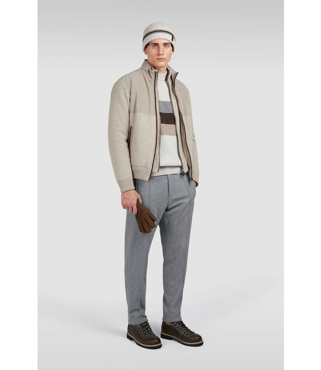 Paul & Shark Hybrid Jas/Vest met Rits, Wol, Cashmere, Suede en Typhoon Re-4x4 Stretch Details, Beige