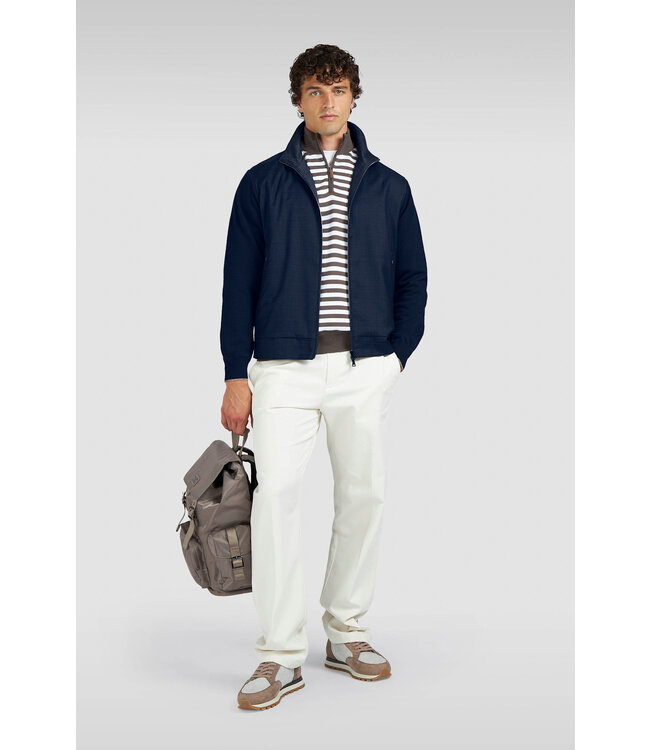 Paul & Shark Hybrid Jas/Vest met Rits, Merino Wol, Rain System® by Loro Piana, Donkerblauw