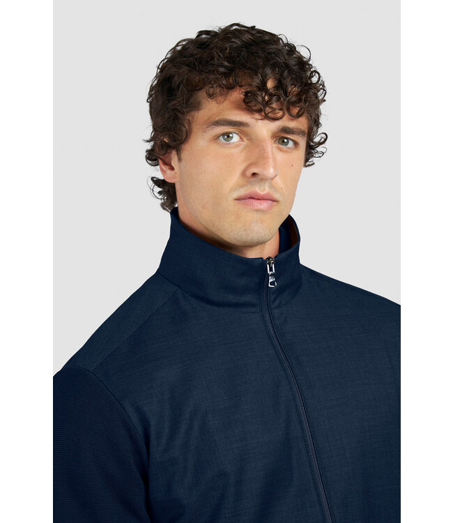 Paul & Shark Hybrid Jas/Vest met Rits, Merino Wol, Rain System® by Loro Piana, Donkerblauw