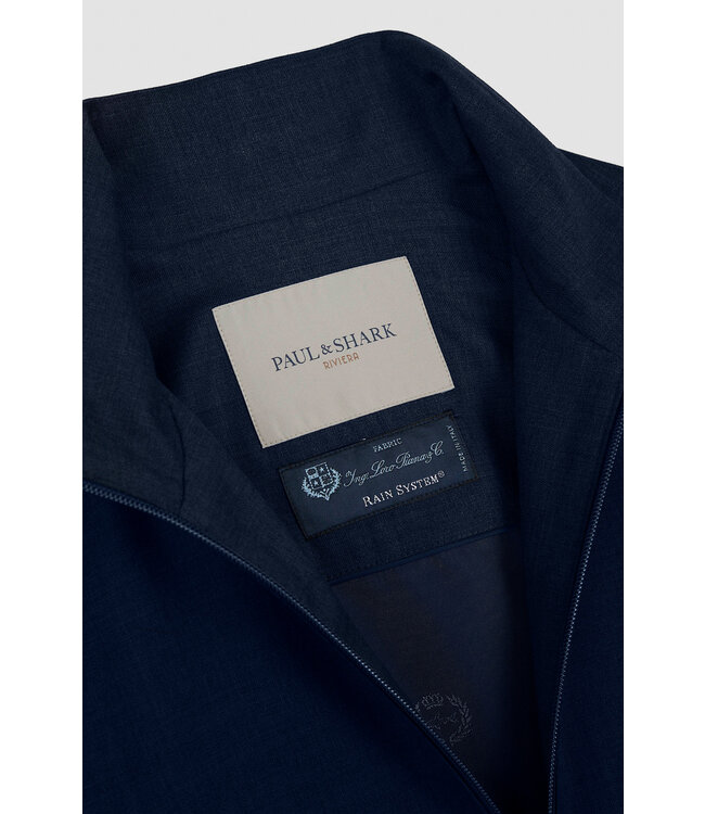Paul & Shark Hybrid Jas/Vest met Rits, Merino Wol, Rain System® by Loro Piana, Donkerblauw