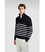Paul & Shark Paul & Shark, Trui, Half-Zip, Soft Cool Touch Wol, Blauw Wit Gestreept