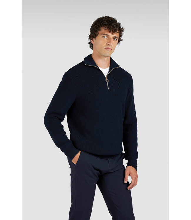 Paul & Shark Trui, Half-Zip, Tech Wol Mix, Donkerblauw