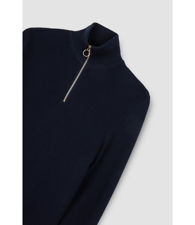 Paul & Shark Trui, Half-Zip, Tech Wol Mix, Donkerblauw