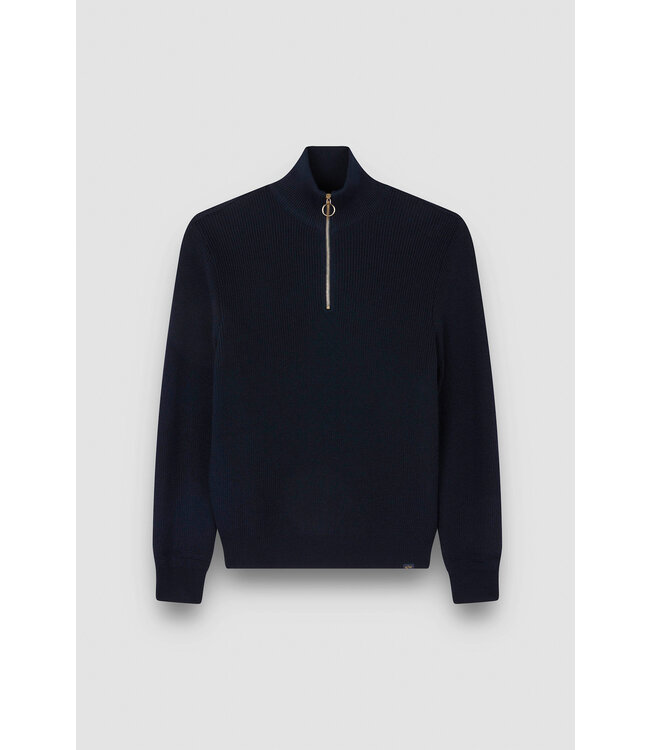 Paul & Shark Trui, Half-Zip, Tech Wol Mix, Donkerblauw