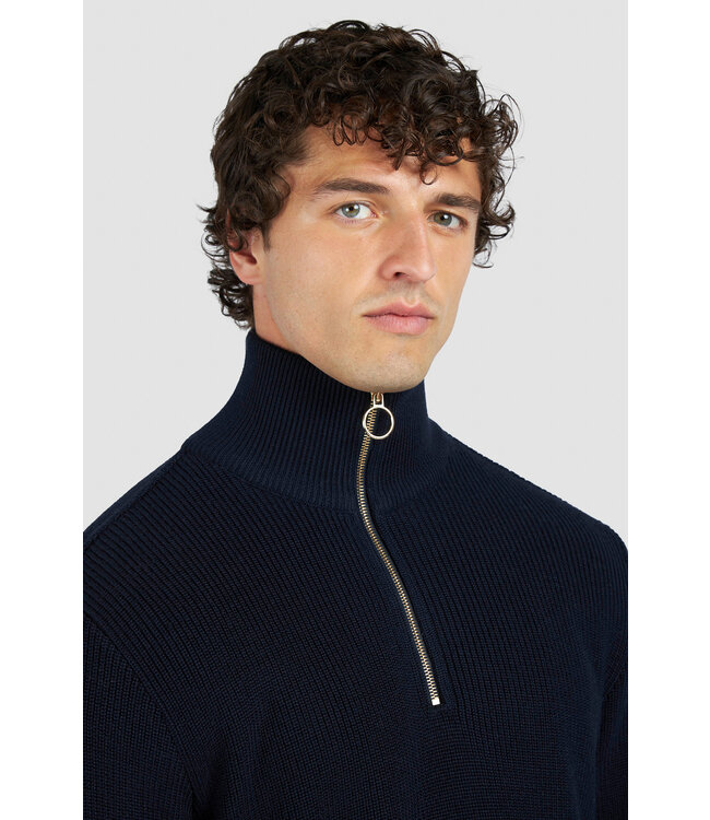 Paul & Shark Trui, Half-Zip, Tech Wol Mix, Donkerblauw