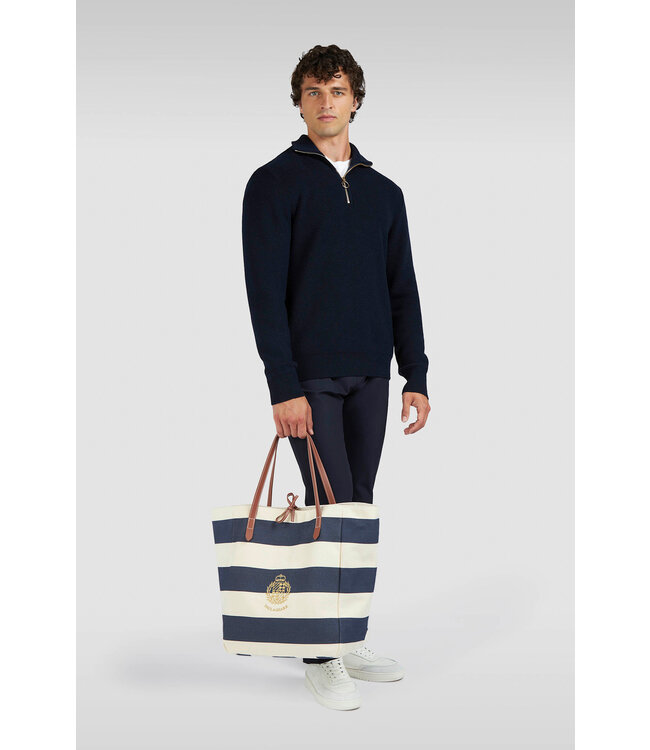 Paul & Shark Trui, Half-Zip, Tech Wol Mix, Donkerblauw