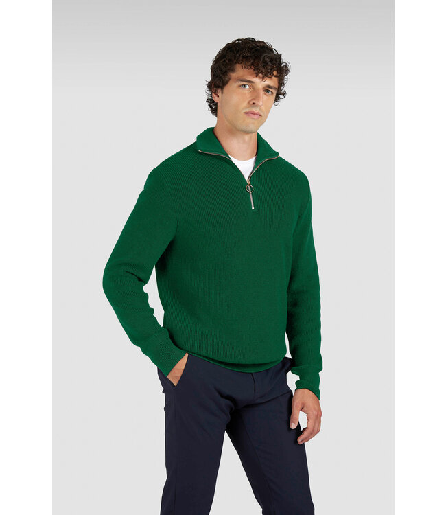 Paul & Shark Trui, Half-Zip, Tech Wol Mix, Groen, Garden Topiary
