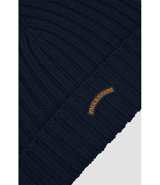 Paul & Shark Muts / Beanie, Wol, Gebreid, Moon Logo, Donkerblauw