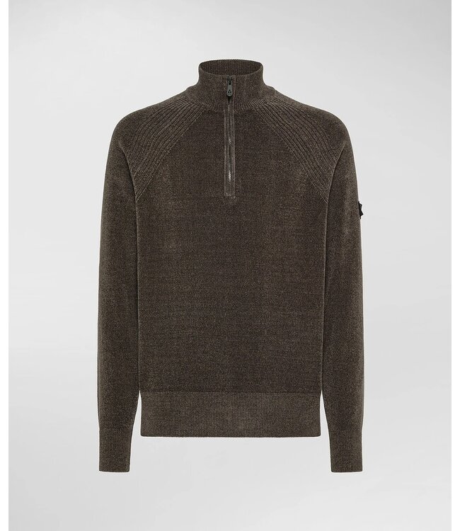 Peuterey Trui, Half Zip, Chenille, Taupe