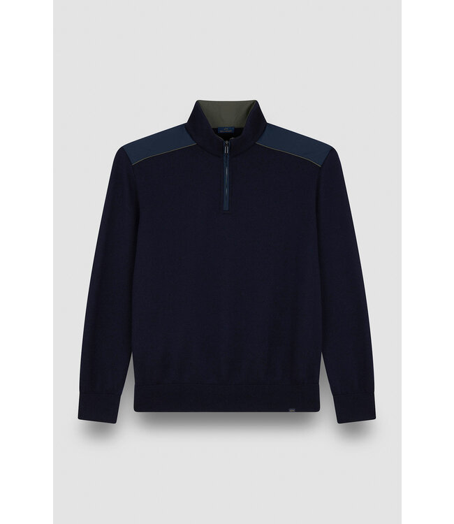 Paul & Shark Trui, Half-Zip, Soft Cool Touch Wol met Typhoon® Platinum details, Donkerblauw