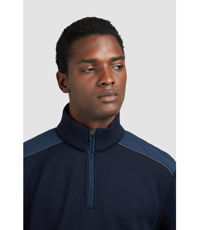 Paul & Shark Trui, Half-Zip, Soft Cool Touch Wol met Typhoon® Platinum details, Donkerblauw