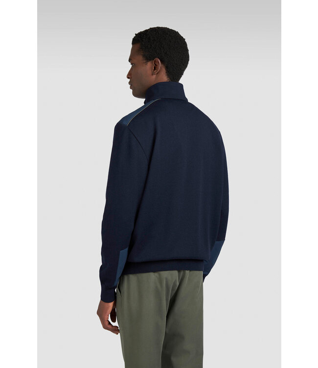 Paul & Shark Trui, Half-Zip, Soft Cool Touch Wol met Typhoon® Platinum details, Donkerblauw