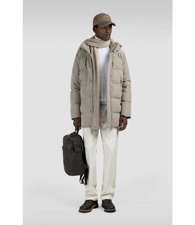 Paul & Shark Winter Parka Jas met Afneembare Capuchon, Re-Goose Dons Voering, Beige