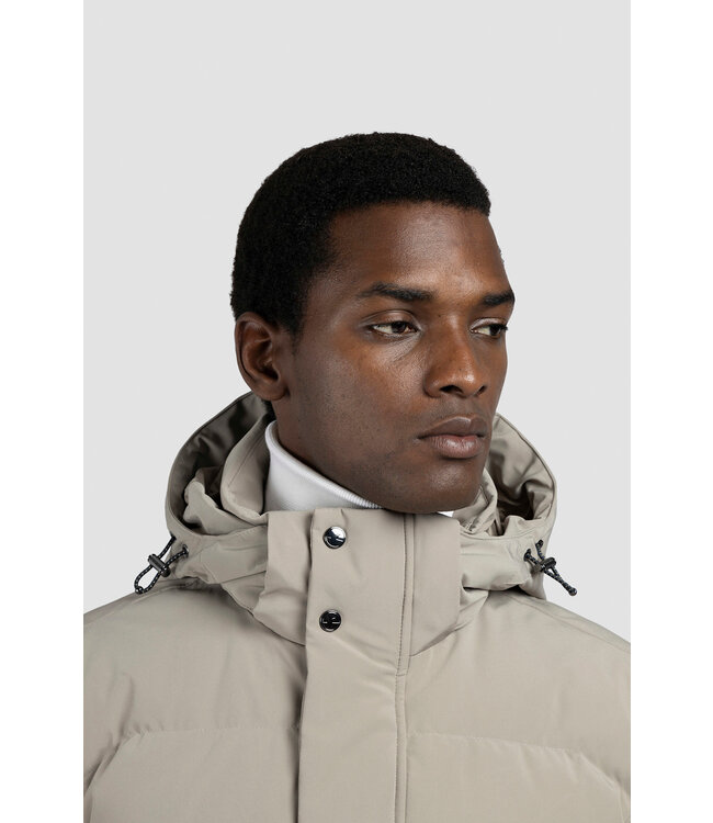 Paul & Shark Winter Parka Jas met Afneembare Capuchon, Re-Goose Dons Voering, Beige