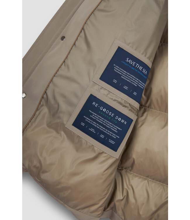 Paul & Shark Winter Parka Jas met Afneembare Capuchon, Re-Goose Dons Voering, Beige