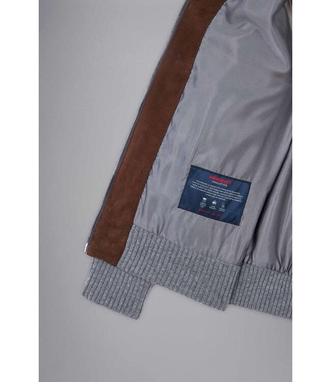 Paul & Shark Vest met Rits, Bruin Suede, Antraciet Wol Cashmere Combinatie