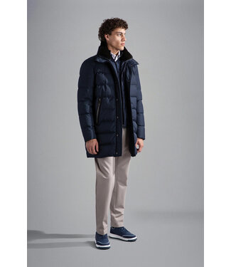 Paul & Shark Paul & Shark, Winterjas, Parka Model, High Density, Re-Goose Dons Voering, Uitritsbaar Front, Donkerblauw