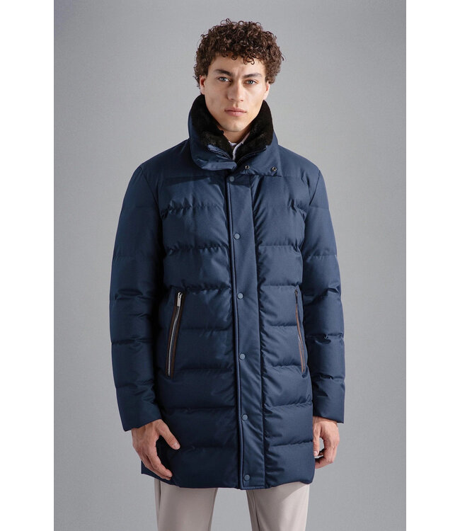 Paul & Shark Winterjas, Parka Model, High Density, Re-Goose Dons Voering, Uitritsbaar Front, Donkerblauw