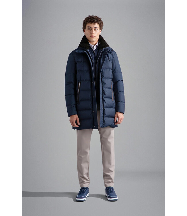Paul & Shark Winterjas, Parka Model, High Density, Re-Goose Dons Voering, Uitritsbaar Front, Donkerblauw