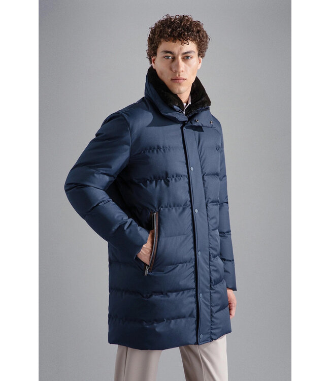 Paul & Shark Winterjas, Parka Model, High Density, Re-Goose Dons Voering, Uitritsbaar Front, Donkerblauw