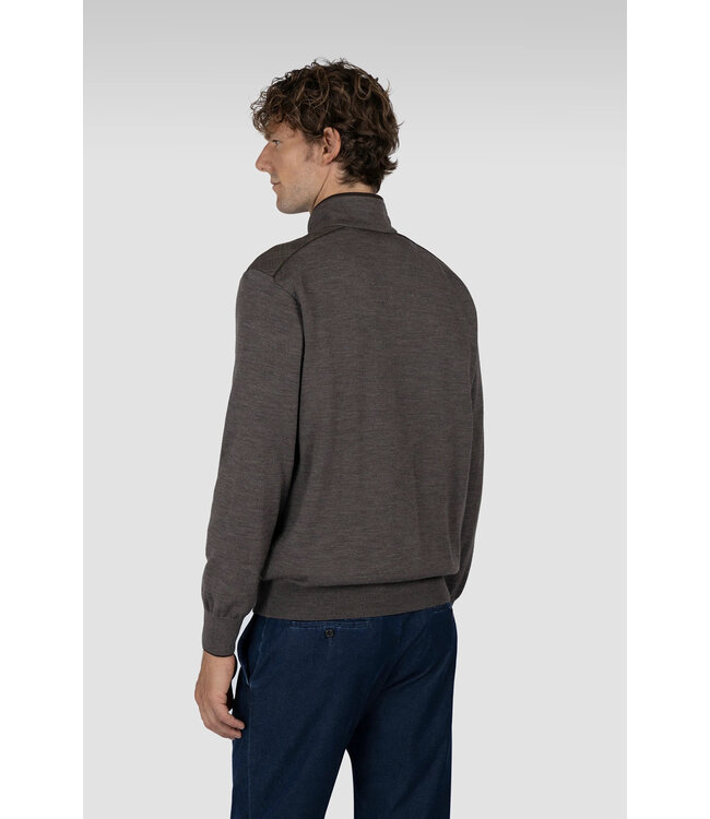 Paul & Shark Trui, Half-Zip, Extrafine Merino Wol, Typhoon® Platinum Details, Loro Piana Fabric, Sequoia Bruin